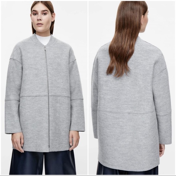 COS Jackets & Blazers - COS Grey Raw Edge Wool Coat